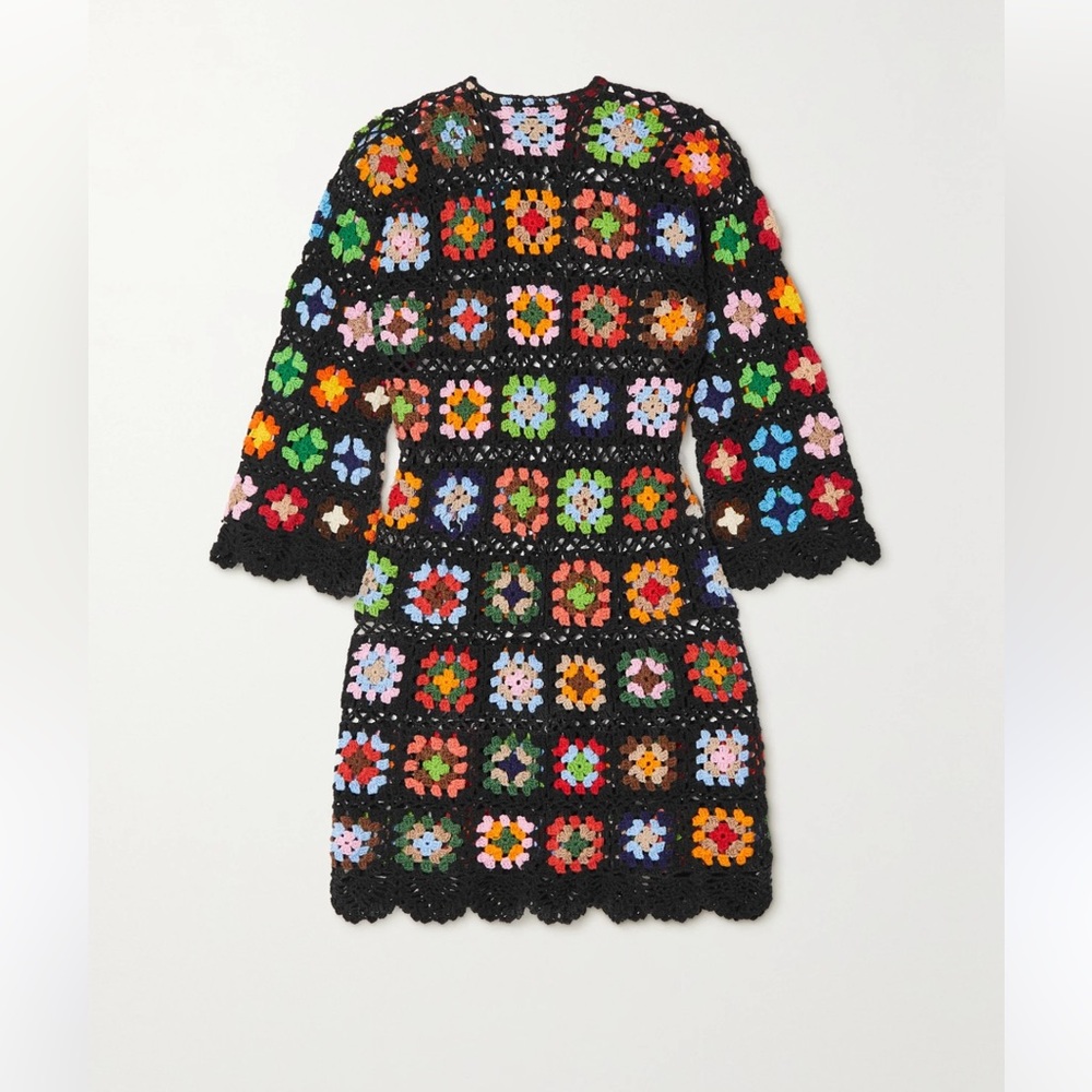 Alix Pinho***Black Crochet Flower Mini Dress***Small $858 - Picture 6 of 15